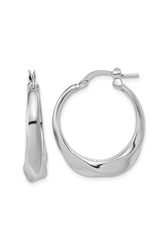 Gem & Harmony Twisted Hoop Earrings in Sterling Silver 1 inch (4.7mm) for Women