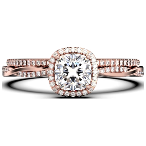 Twisted Infinity Band Dazzling Boho & hippie 1.75 Carat Round Cut Diamond Moissanite Engagement Ring, Classic Wedding Ring in 10k Solid Rose Gold, Gift For Wife, Bridal Rings