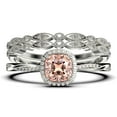 thumbnail image 1 of Twisted Infinity Band Dazzling Boho & hippie 2.00 Carat Round Cut Morganite And Diamond Moissanite Engagement Ring, Classic Wedding Ring in 10k Solid White Gold, Gift For Wife, Trio Rings, 1 of 4