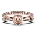 thumbnail image 1 of Twisted Infinity Band Dazzling Boho & hippie 2.00 Carat Round Morganite And Diamond Moissanite Engagement Ring, Classic Wedding Ring in 925 Sterling Silver With 18k White Gold Plating, Trio Rings, 1 of 1