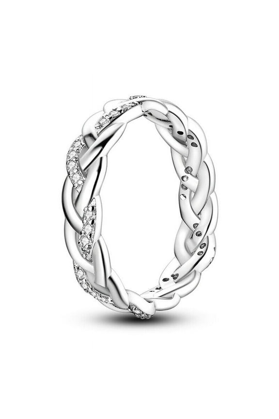 Twisted Infinity Knot Full Eternity Women's Engagament Ring 1.9 Ct Diamond 14K White Gold Over