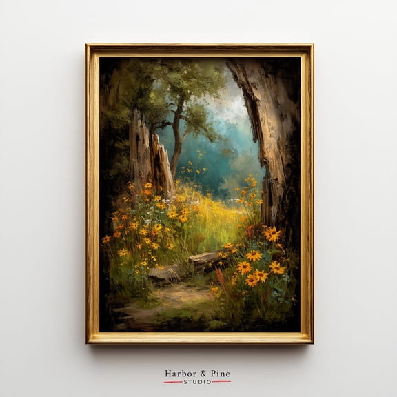 Twisted Landscape Printable Rustic Moody Nature Art, Unframed Paper Poster 16x20in