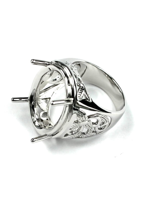 Twisted Leaves Ring Setting with Oval Prongs Mounting in Sterling Silver 19x26mm | MTR260 (12)
