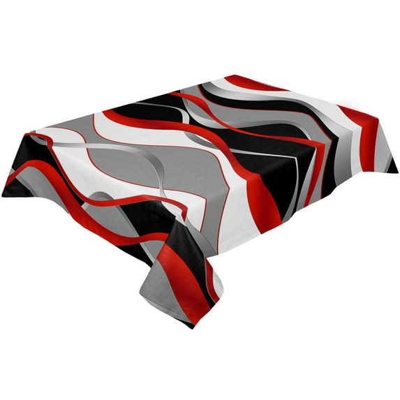 Twisted Lines Art Black Background Wedding Decorative Kitchen Waterproof Tablecloth Gourmet Party Dining Table Cover Cloth