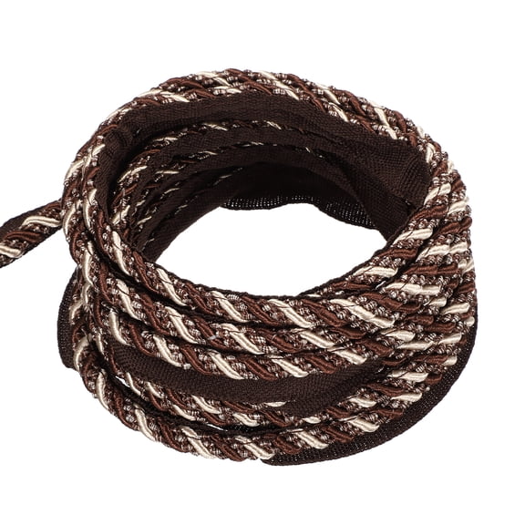 Twisted Lip Cord Trim 0.28 Inches 13.5 Yard Polyester Twisted Cords for Sewing Decorative Trimming DIY Crafts Edge Piping Upholstery Curtain Tieback (Coffee)
