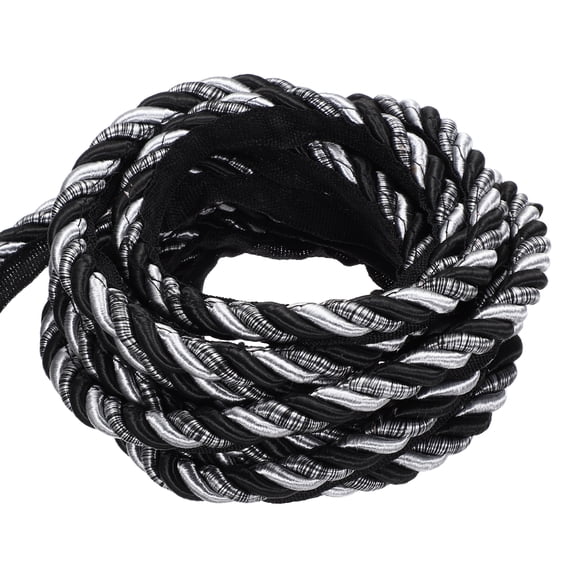 Twisted Lip Cord Trim 0.39 Inches 13.5 Yard Polyester Twisted Cords for Sewing Decorative Trimming DIY Crafts Edge Piping Upholstery Curtain Tieback (Black)