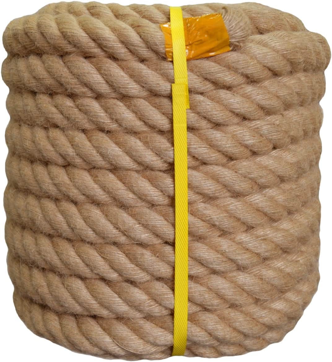Twisted Manila Rope Natural Jute Rope (1.5 Inch x 50 Feet) Thick Hemp ...