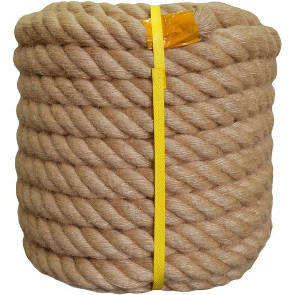Twisted Manila Rope Natural Jute Rope (1.5 Inch x 50 Feet) Thick Hemp Rope for Docks, Railings, Climbing, Landscaping, Decorating