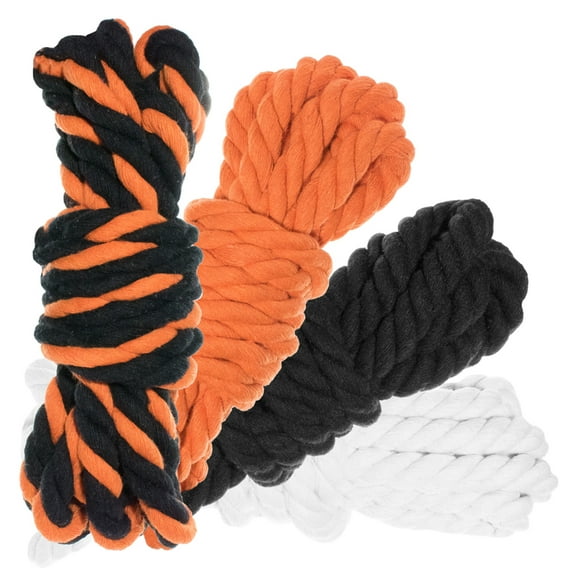 Twisted Natural Cotton Rope 40 and 100 Foot Combo Kits - Super Soft 3 Strand Artisan Crafting Cord - Variety of Colors - 1/4 and 1/2 inch Diameters - Jewelry, Beading, Decoration, Art