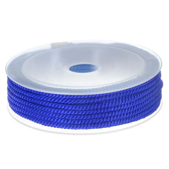 Twisted Nylon Twine Thread Beading Cord 3mm 7M/23 Feet Extra Strong Braided Nylon String, Medium Blue