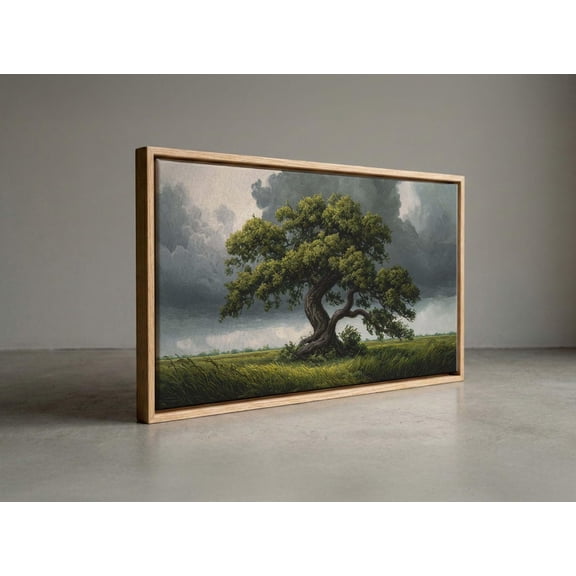 Twisted Oak Tree Moody Stormy Sky Wall Art Unframed Paper Print