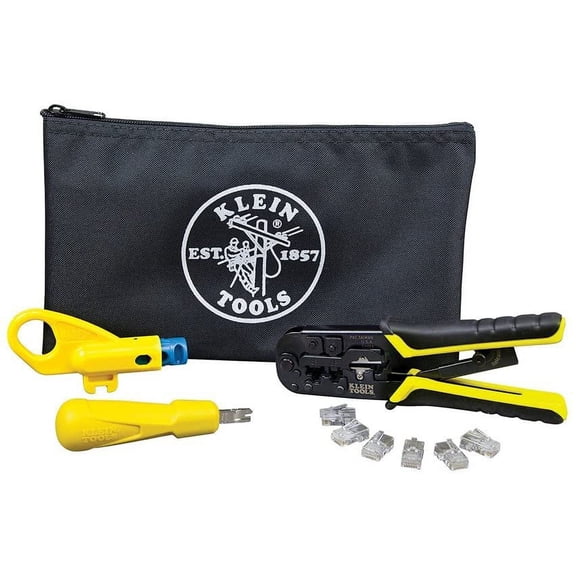 Twisted Pair Installation Kit with Crimper, Punchdown Tool, Radial Stripper, Data Plugs Klein Tools VDV026-212
