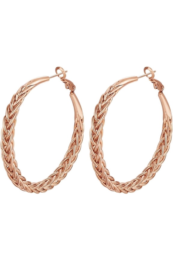 Twisted Pro Hooop Earrings for Women - 14k Gold Expertly Plated with 925 Sterling Silver Post Lightweight&Hypoallergenic Big Thick Hoop Earrings Jewelry for Women[a458]