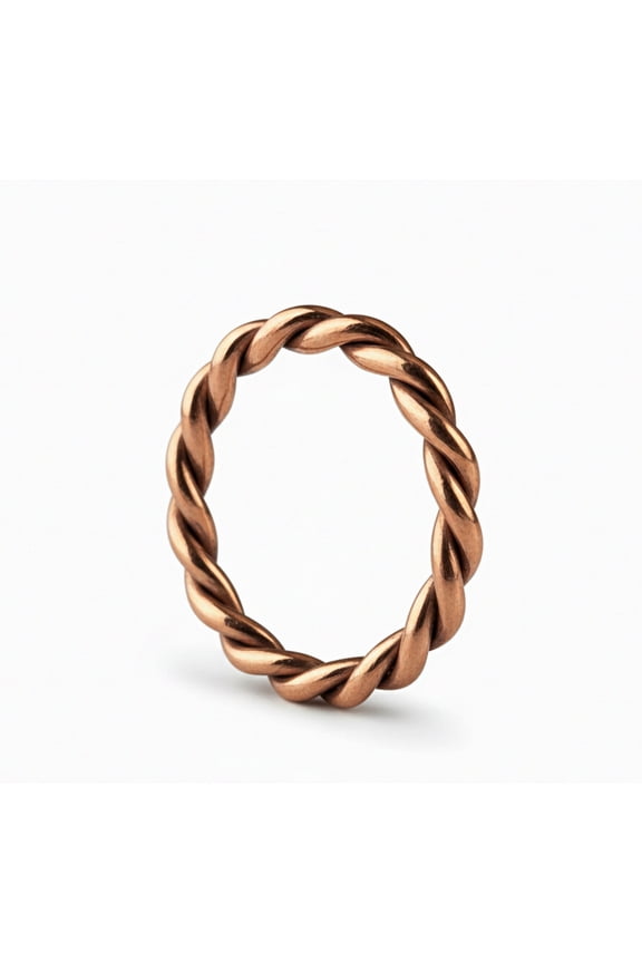 Twisted Pure Copper Ring, Minimalist Copper Rope Band, Artisan Braided Copper Jewelry