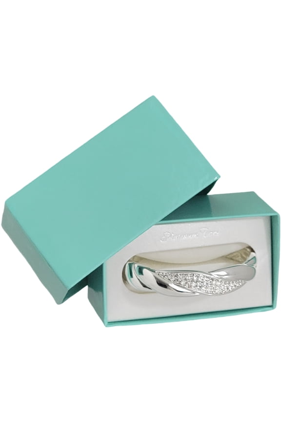 Twisted Rhinestone Clamp Bangle Bracelet Silver Tone Adult Women Female Gift Boxed