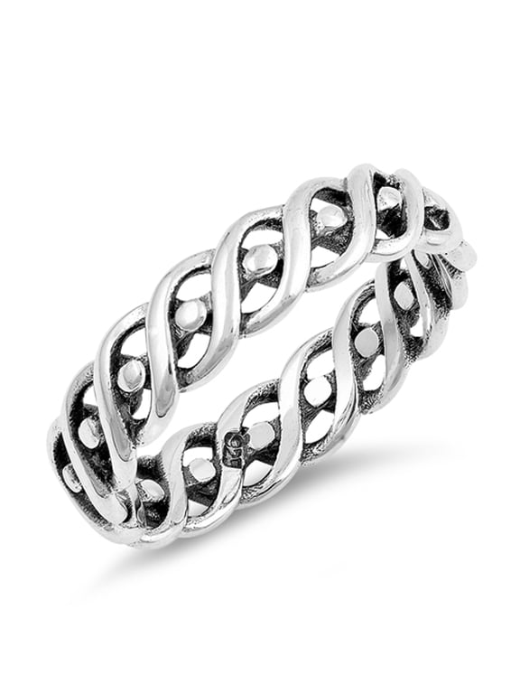 Twisted Rope Eternity Thumb Stackable Ring .925 Sterling Silver Band Jewelry Female Male Size 10