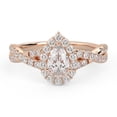 thumbnail image 1 of Twisted Shank Halo Solitaire Engagement Ring for Women, IGI Certified 1.00 Carat (ctw) Pear And Round Lab Grown Diamond Ring In 18k Solid Rose Gold F-G, VS-SI Quality Ring Size-7, 1 of 6