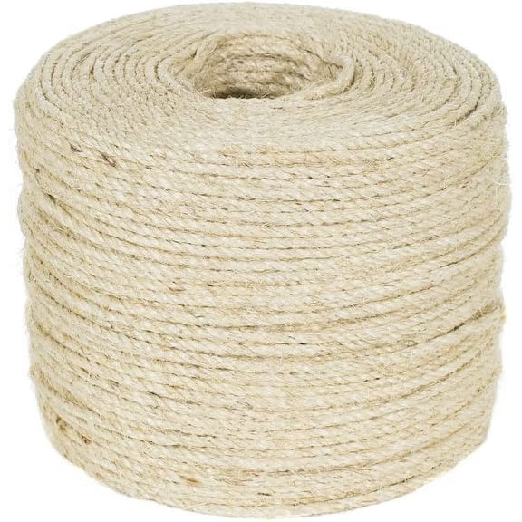 Twisted Sisal Rope (1/4 Inch, 1000 Feet) - Decor, DIY Projects, Scratching Post, Marine, Tie-Downs, Wicker Chair