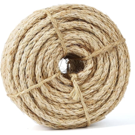 Twisted Sisal Rope, All Natural Chemical Free, for Scratching Post Repair, Replacement, and Crafts Gardening Home Decorating