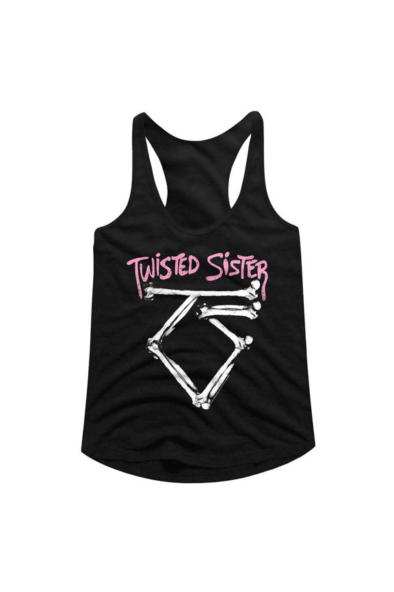 Twisted Sister Bone Logo Black Junior Women's Racerback Tank Top