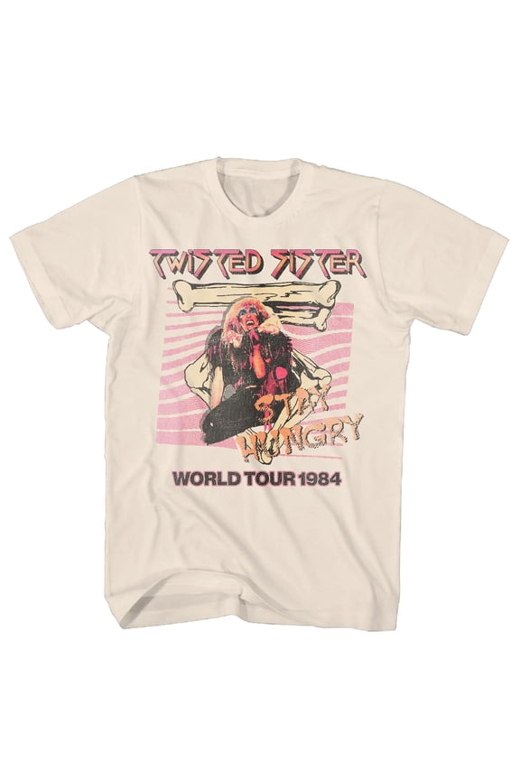 Twisted Sister Men's Stay Hungry 1984 Tour T-Shirt Natural White Small | Officially Licensed Merchandise