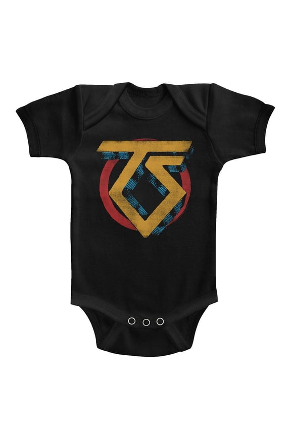 Twisted Sister Vintage TS Logo Black Infant Baby Romper
