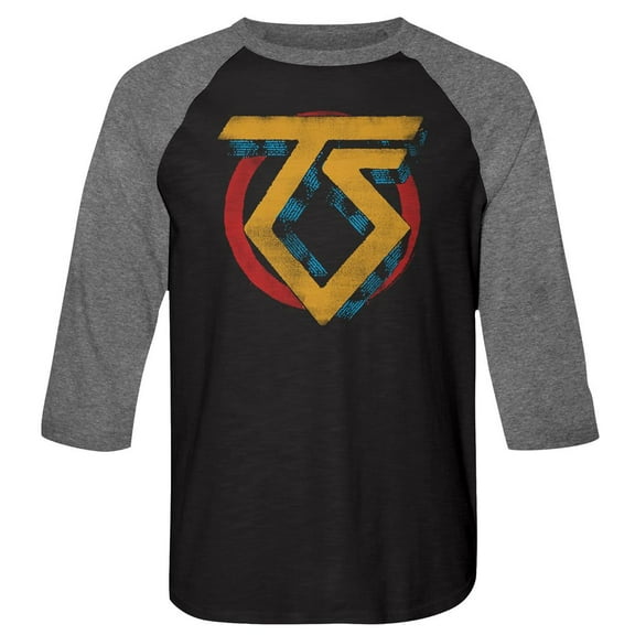 Twisted Sister Vintage TS Logo Vintage Black Heather Raglan T-Shirt