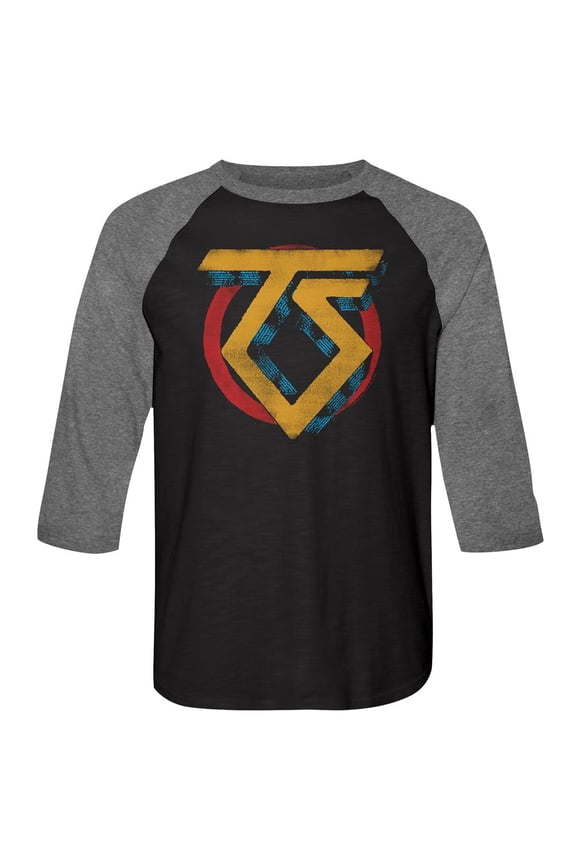 Twisted Sister Vintage TS Logo Vintage Black Heather Raglan T-Shirt