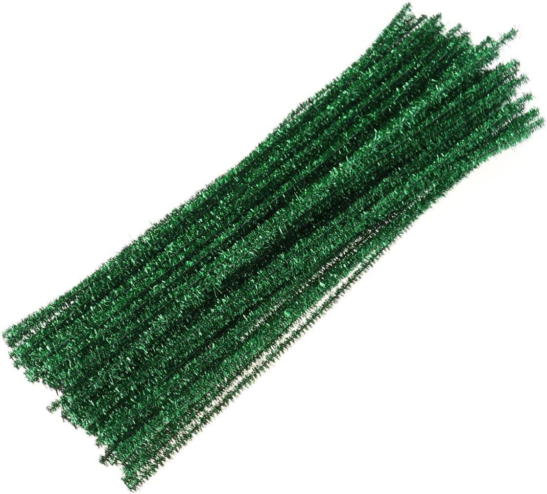 Twisted Stems Pip 100PCS Stems Pipe Cleaners Handmade Craft Green Fuzzy  Sticks Metallic Wire Pipe Cleaner Christmas Tree Ornament for Home Shop  Green Craft Sticks 