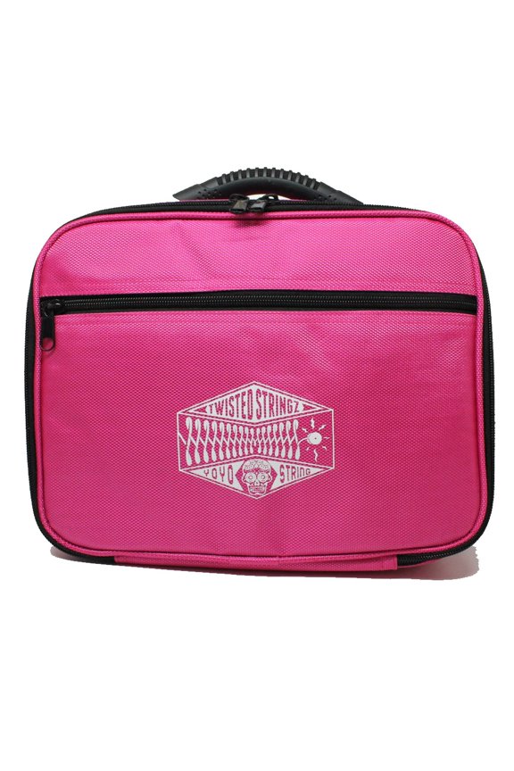 Deluxe Yo-Yo Bag - YoYo Carry Case - Holds 12 Yo-Yos- Triple Stitch Shoulder Strap, Double Graphics (Pink)