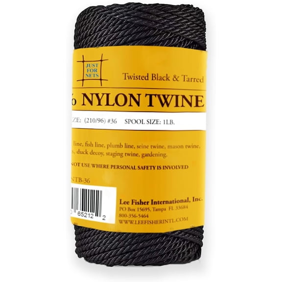 Twisted Tarred Nylon Bank Twine, , 1lb Spool - Heavy Duty String for Net Repair, Camping, Trot Line Fishing, Bushcraft Corda (#36-1lb Spool)