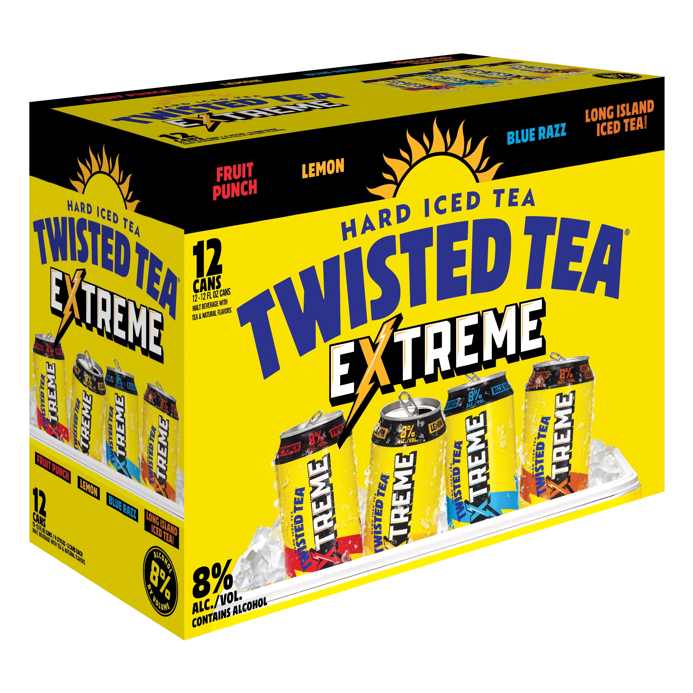 Twisted Tea Extreme Variety pack Hard Iced Tea, 12 pack, 12 fl oz Aluminum Cans, 8% ABV