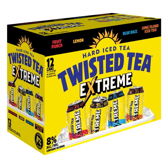 Twisted Tea Extreme Variety pack Hard Iced Tea, 12 pack, 12 fl oz Aluminum Cans, 8% ABV