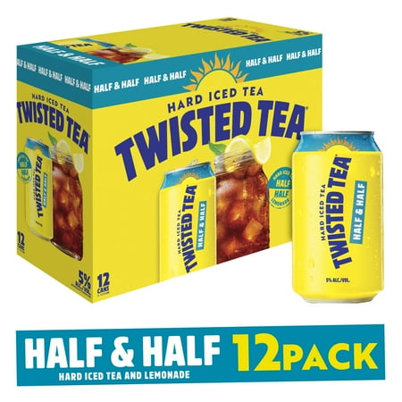 Twisted Tea Half & Half Hard Iced Tea, 12 Pack, 12 fl oz Aluminum Cans, 5% ABV