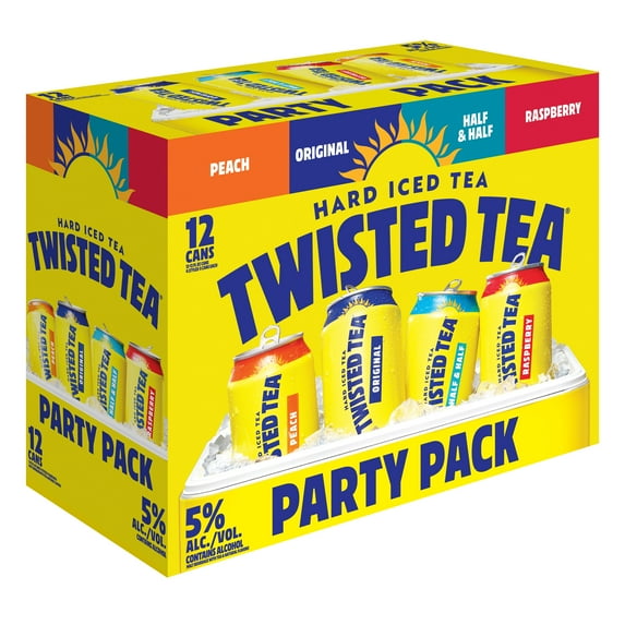 Twisted Tea Hard Iced Tea Variety Party pack, 12 pack, 12 fl oz Aluminum Cans, 5% ABV
