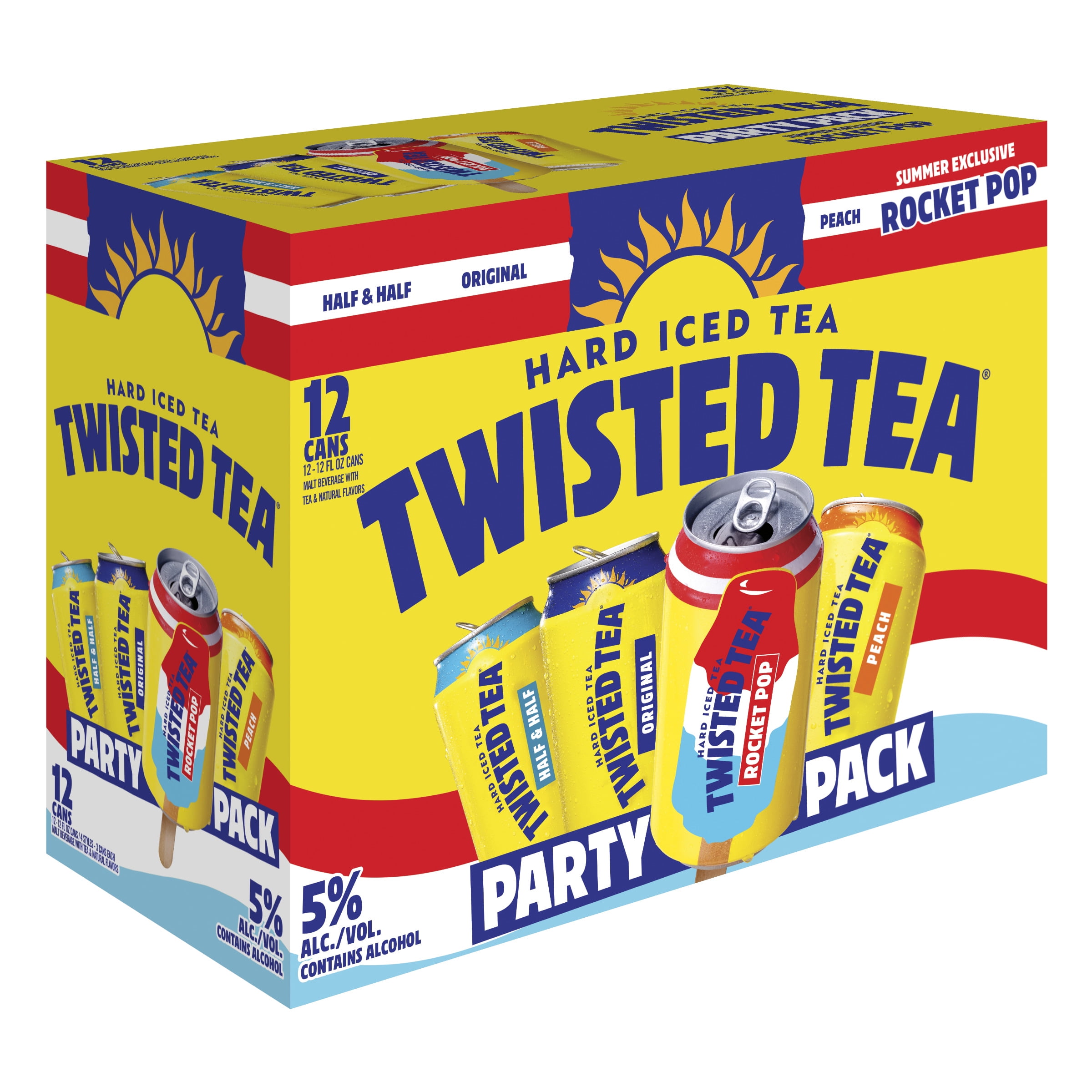 Twisted Tea Hard Iced Tea Variety Party Pack, 12 Pack, 12 fl oz Aluminum Cans, 5% ABV