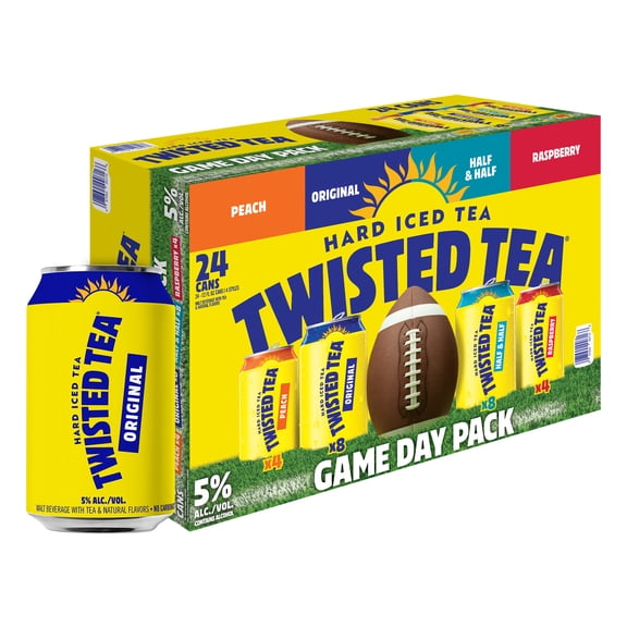 Twisted Tea Hard Iced Tea Variety Game Day pack, 24 pack, 12 fl oz Aluminum Cans, 5% ABV