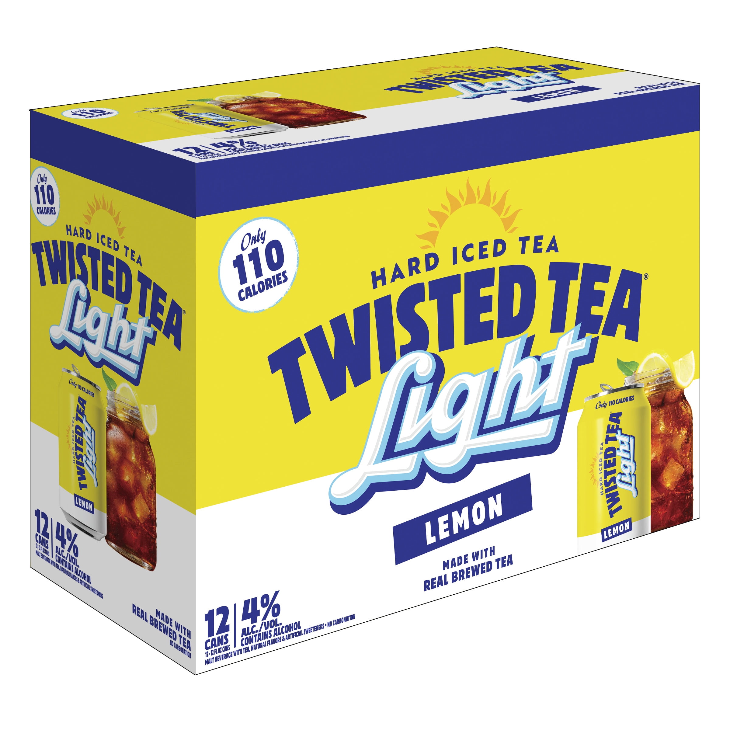 Twisted Tea Light Hard Iced Tea, 12 Pack, 12 fl oz Aluminum Cans, 4% ABV