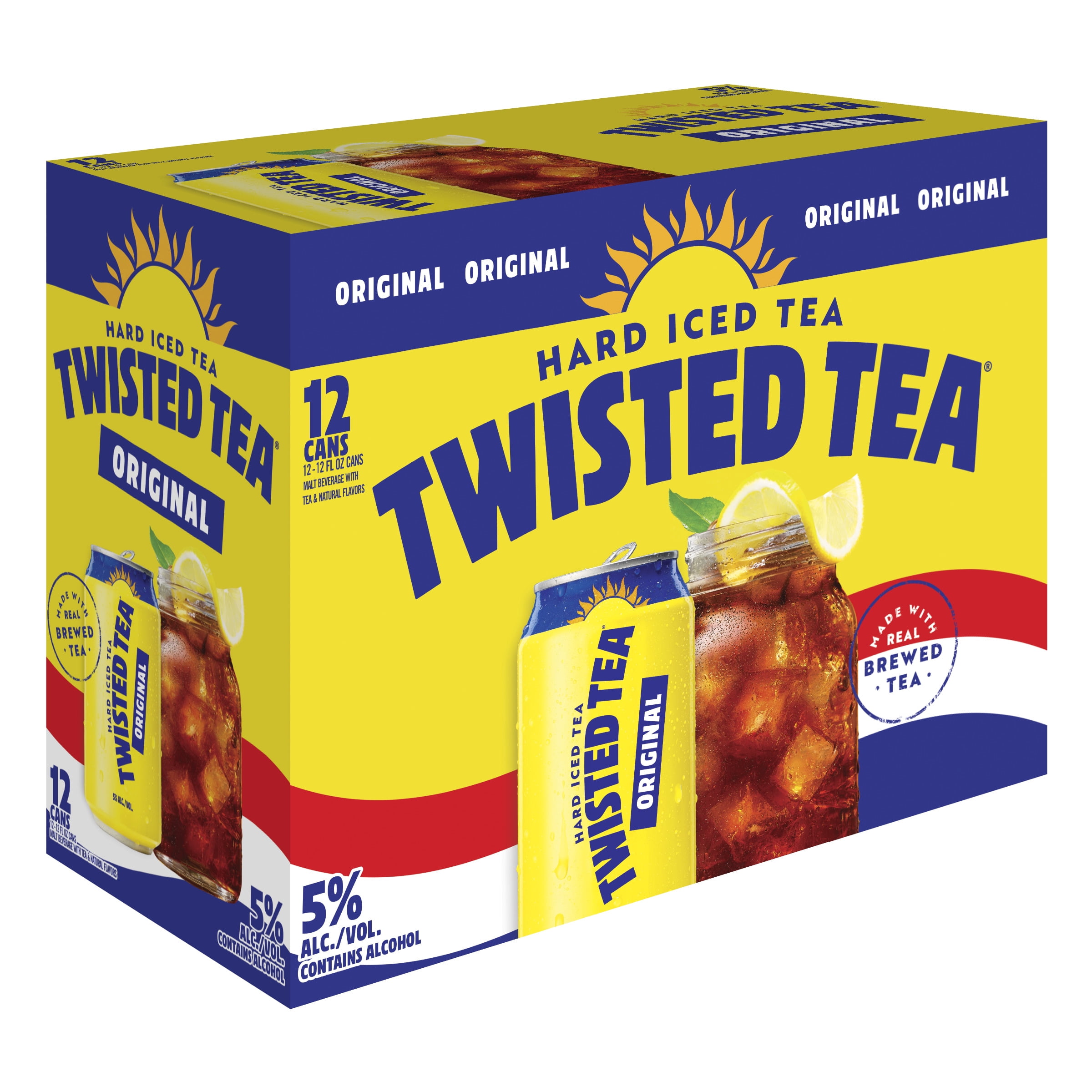 Twisted Tea Original Hard Iced Tea, 12 Pack, 12 fl oz Aluminum Cans, 5% ABV