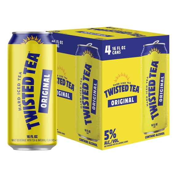 Twisted Tea Original Hard Iced Tea, 4 pack, 16 fl oz Aluminum Cans, 5% ABV