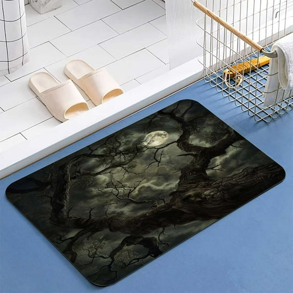 Twisted Tree And Surreal Moon Diatomite Bath Mats Bathroom Absorbent Anti Slip Floor Mat Foot Carpet Quick Dry Shower Toilet Rug Doormat Washable