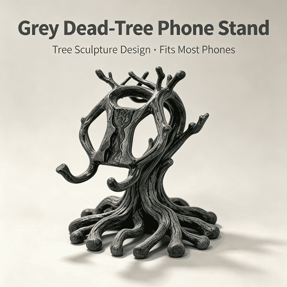 Twisted Tree Root Phone Stand, Unique Gothic Resin Desktop Phone Holder, Decorative Art Sculpture Tabletop Ornament for Desk Home Decor Ancient Tree Root Shaped Phone Holder, Artistic Gothic Desktop