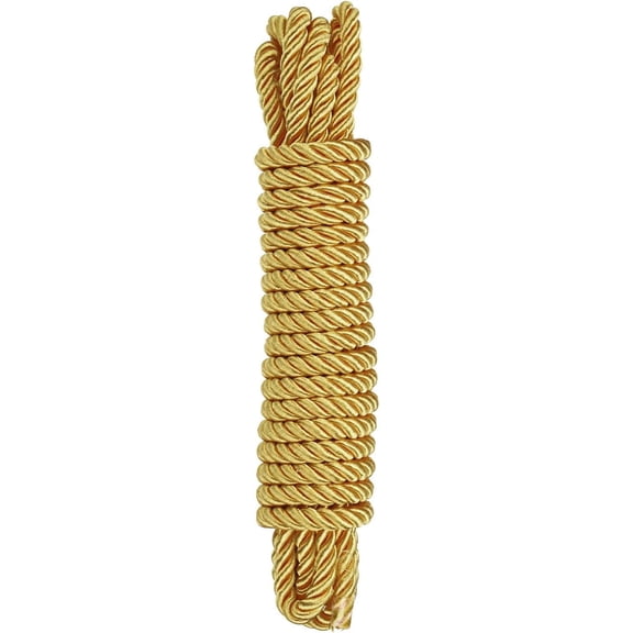 Twisted Trim Cord Rope, 8mm/ 5.5 Yards Nylon Rope Thread String Braid [for Sewing Home Decor Crafts] - 0.3 Inch/Golden
