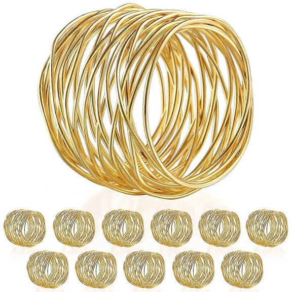Twisted Wire Mesh Napkin Rings Holders Party Wedding Christmas Gathering Gold 12Pcs