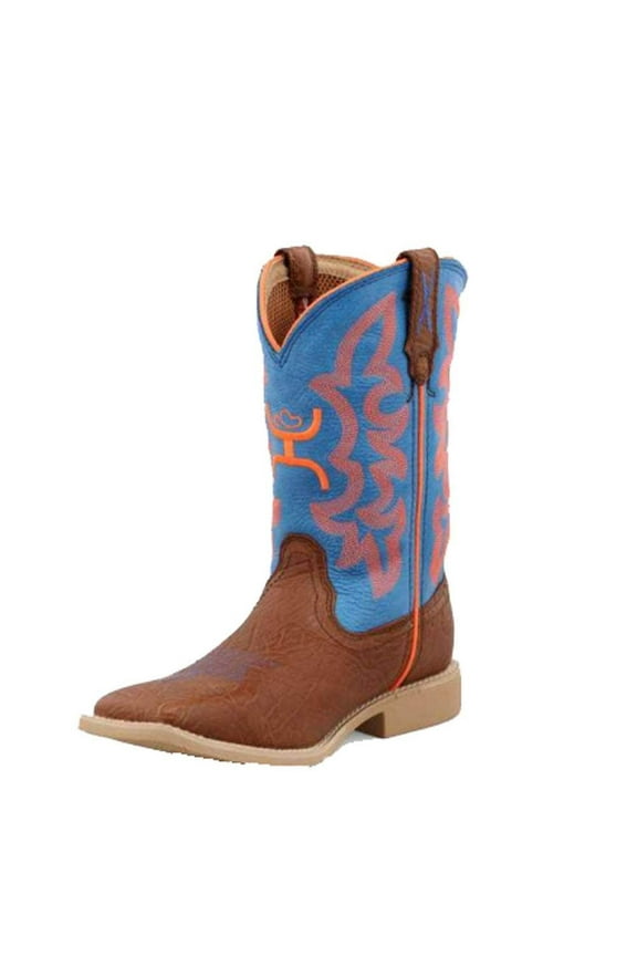 Boots Boys Hooey Cognac Shldr-Neon Blue 4.5