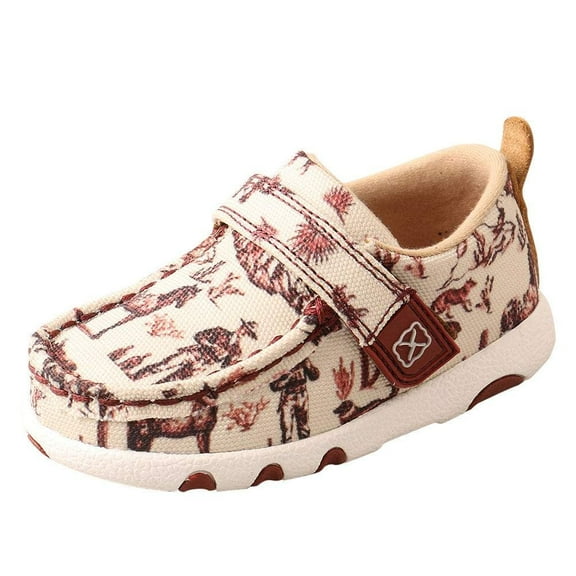 Twisted X Boots Boys ICA0028 Infant Twisted X Maroon Cowcene Moc 8 Ivory
