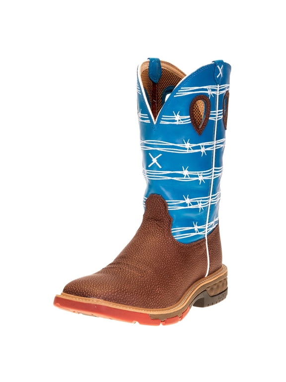 Boots MXBA001 CellStretch Alloy Toe Burgundy 12` Top SkyBlue Wire Brown 9 D