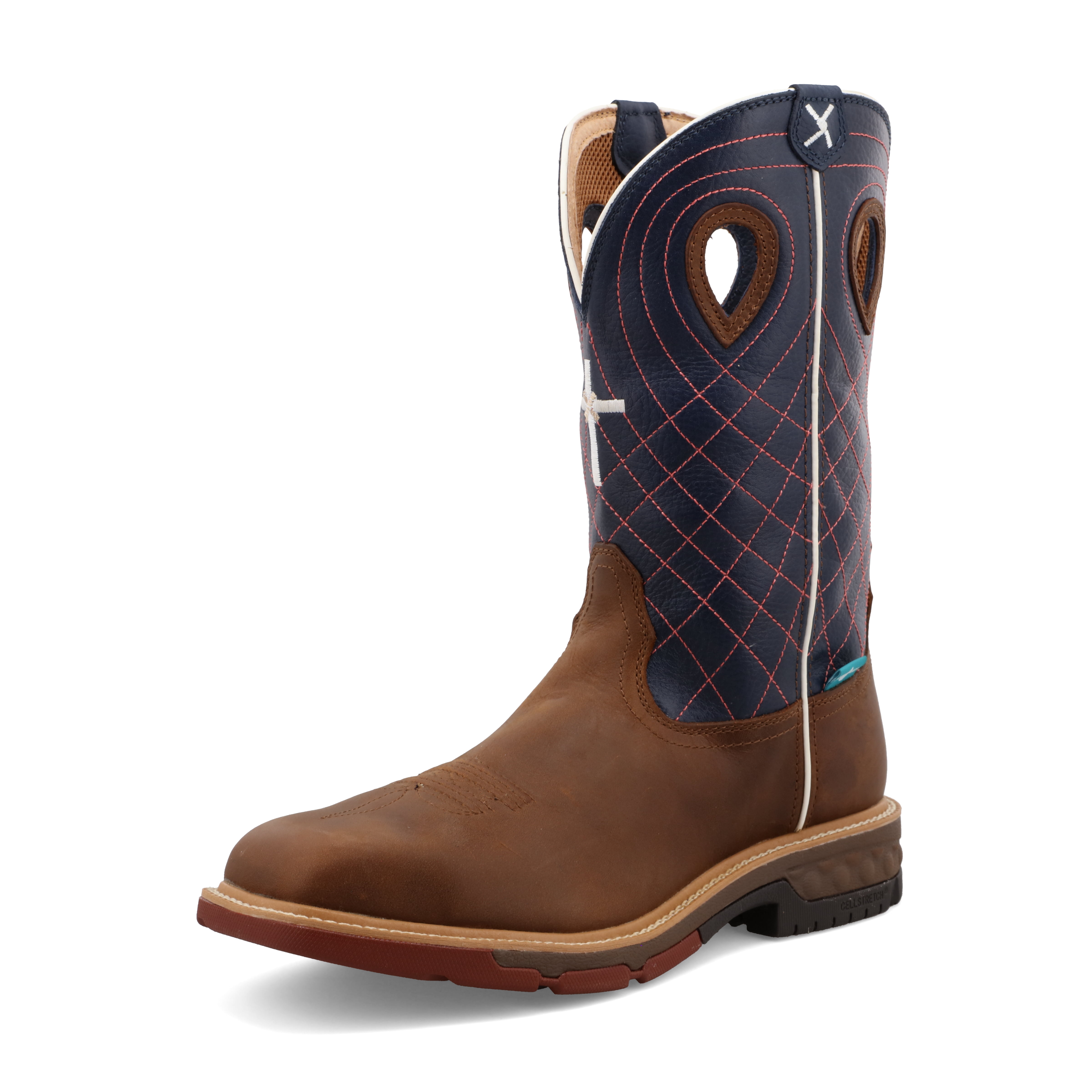 Twisted X Men's 12" Western Work Boot - Mocha & Navy
