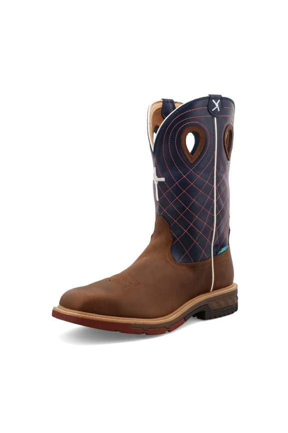 Men's 12" Western Work Boot - Mocha & Navy