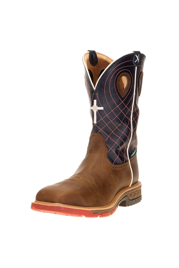 Boots MXBAW01 Men Twisted X CellStretch Alloy Toe 12` Navy Top Work Boot Brown 10 EE